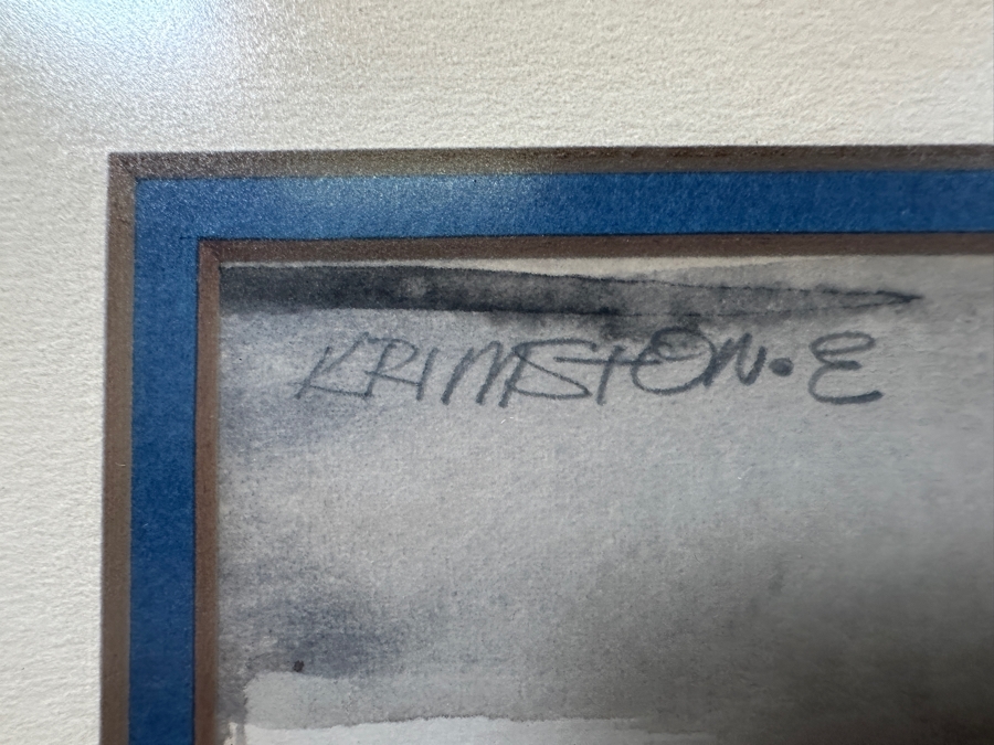 Original Abstract Watercolor Painting On Paper Signed Upper Right Krimston E 9.5 X 13 Framed 14.5 X 18.5 [Photo 7]