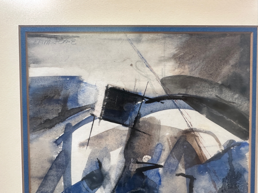 Original Abstract Watercolor Painting On Paper Signed Upper Right Krimston E 9.5 X 13 Framed 14.5 X 18.5 [Photo 6]