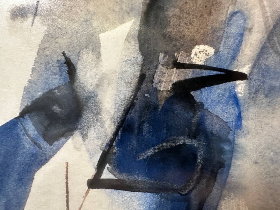 Original Abstract Watercolor Painting On Paper Signed Upper Right Krimston E 9.5 X 13 Framed 14.5 X 18.5 [Photo 9]