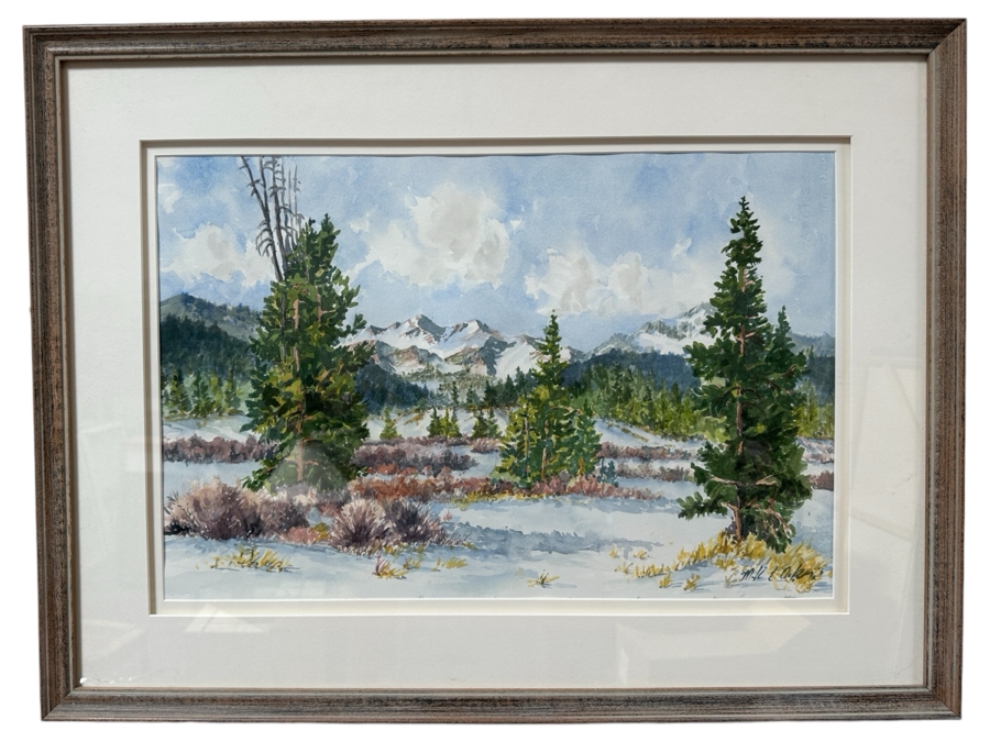 Mark Acker Original Watercolor Painting On Paper Titled 'Owl Creek - Winter' Artist Signed Lower Right 21 X 14 Framed 29.5 X 22.5 Retails $600 [Photo 2]