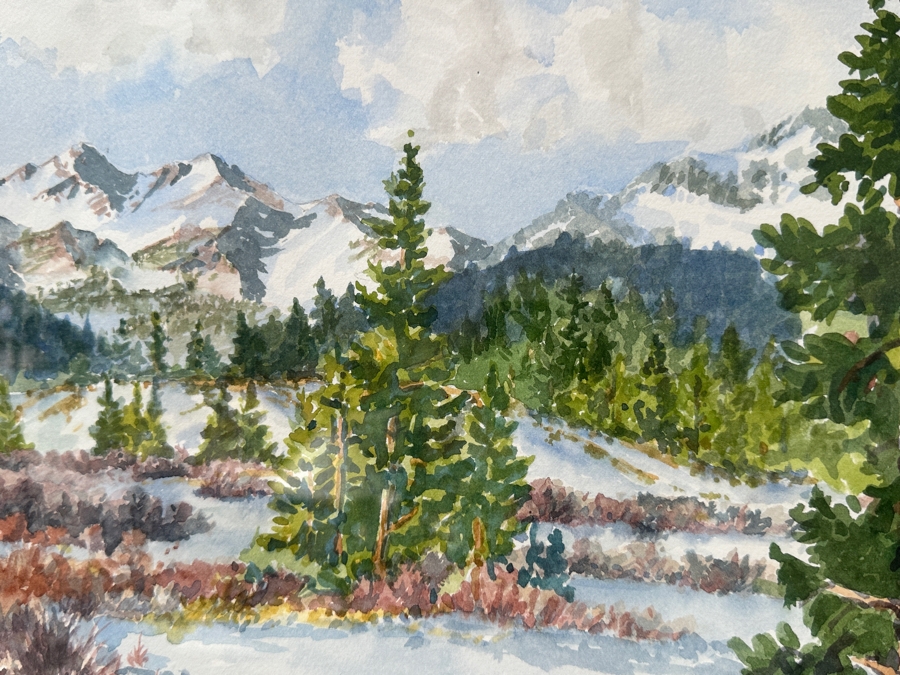 Mark Acker Original Watercolor Painting On Paper Titled 'Owl Creek - Winter' Artist Signed Lower Right 21 X 14 Framed 29.5 X 22.5 Retails $600 [Photo 4]