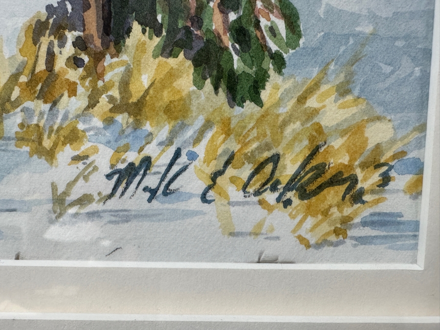 Mark Acker Original Watercolor Painting On Paper Titled 'Owl Creek - Winter' Artist Signed Lower Right 21 X 14 Framed 29.5 X 22.5 Retails $600 [Photo 6]