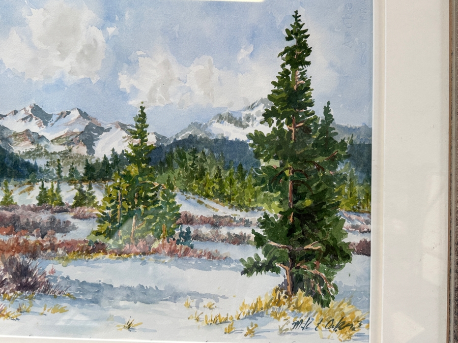 Mark Acker Original Watercolor Painting On Paper Titled 'Owl Creek - Winter' Artist Signed Lower Right 21 X 14 Framed 29.5 X 22.5 Retails $600 [Photo 5]