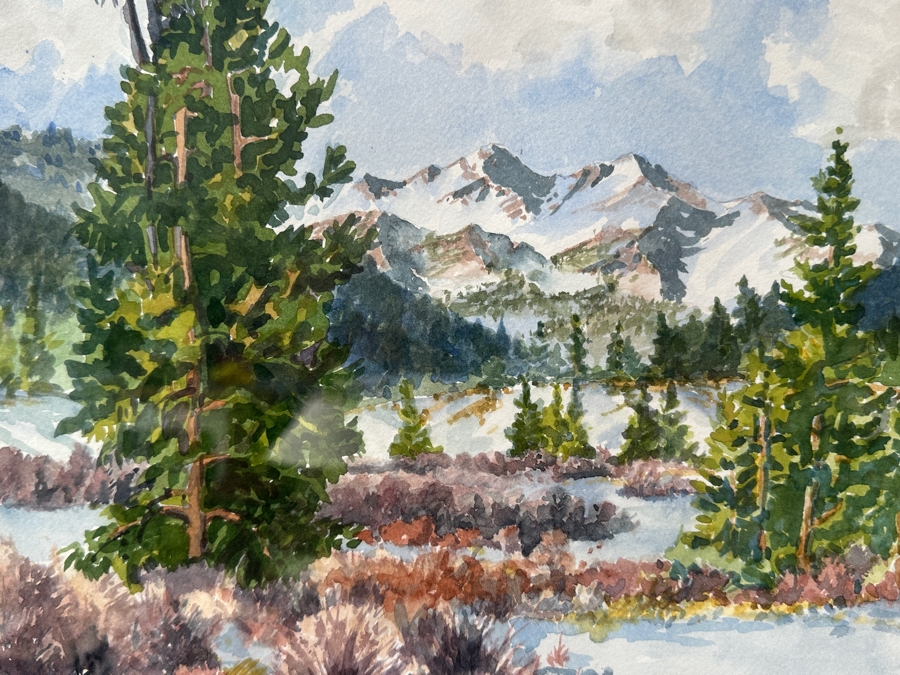 Mark Acker Original Watercolor Painting On Paper Titled 'Owl Creek - Winter' Artist Signed Lower Right 21 X 14 Framed 29.5 X 22.5 Retails $600 [Photo 3]