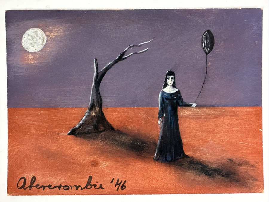 Gertrude Abercrombie (1909-1977) Original Painting On Board Titled 'Lady With Black Balloon' Signed Lower Left And Dated 1946 With Label Affixed To Back 5 X 7 Estimate $20,000-$30,000 [Photo 2]
