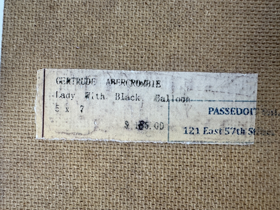 Gertrude Abercrombie (1909-1977) Original Painting On Board Titled 'Lady With Black Balloon' Signed Lower Left And Dated 1946 With Label Affixed To Back 5 X 7 Estimate $20,000-$30,000 [Photo 9]