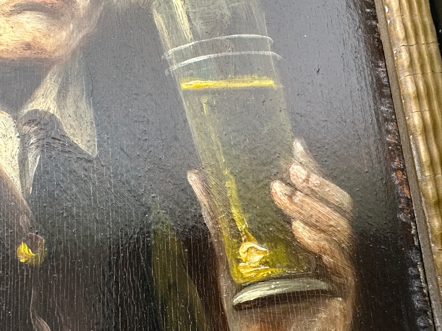 Antique Original Portrait Oil Painting On Board Signed Upper Right By Artist - Artist Unknown 6 X 8.5 Framed 11.5 X 13.5 [Photo 19]