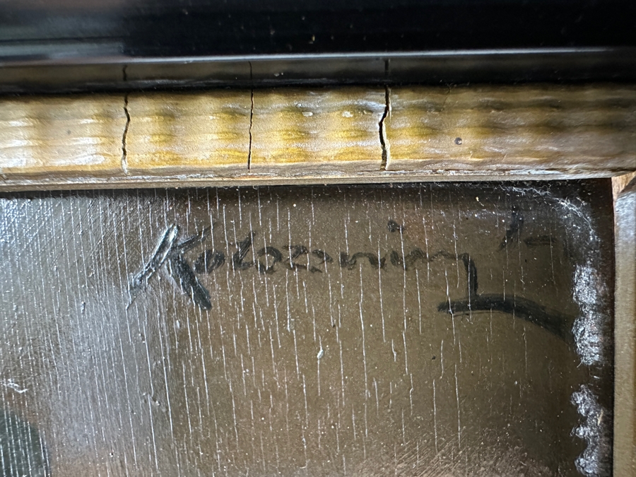 Antique Original Portrait Oil Painting On Board Signed Upper Right By Artist - Artist Unknown 6 X 8.5 Framed 11.5 X 13.5 [Photo 9]