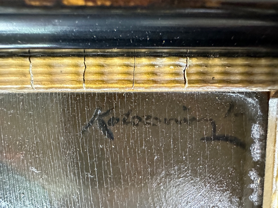 Antique Original Portrait Oil Painting On Board Signed Upper Right By Artist - Artist Unknown 6 X 8.5 Framed 11.5 X 13.5 [Photo 6]