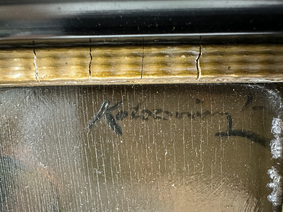 Antique Original Portrait Oil Painting On Board Signed Upper Right By Artist - Artist Unknown 6 X 8.5 Framed 11.5 X 13.5 [Photo 7]