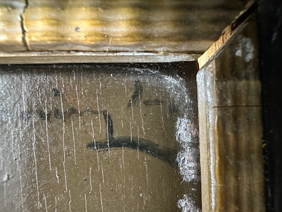 Antique Original Portrait Oil Painting On Board Signed Upper Right By Artist - Artist Unknown 6 X 8.5 Framed 11.5 X 13.5 [Photo 10]