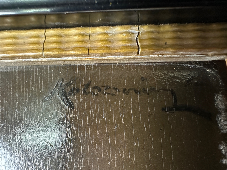 Antique Original Portrait Oil Painting On Board Signed Upper Right By Artist - Artist Unknown 6 X 8.5 Framed 11.5 X 13.5 [Photo 13]