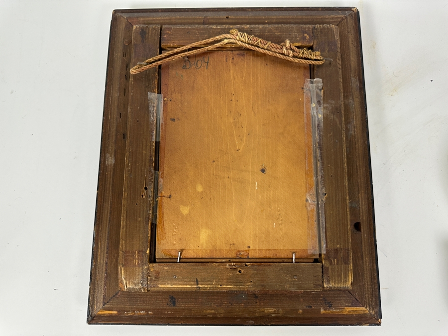 Antique Original Portrait Oil Painting On Board Signed Upper Right By Artist - Artist Unknown 6 X 8.5 Framed 11.5 X 13.5 [Photo 20]