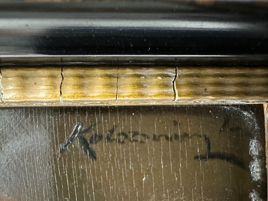 Antique Original Portrait Oil Painting On Board Signed Upper Right By Artist - Artist Unknown 6 X 8.5 Framed 11.5 X 13.5 [Photo 12]