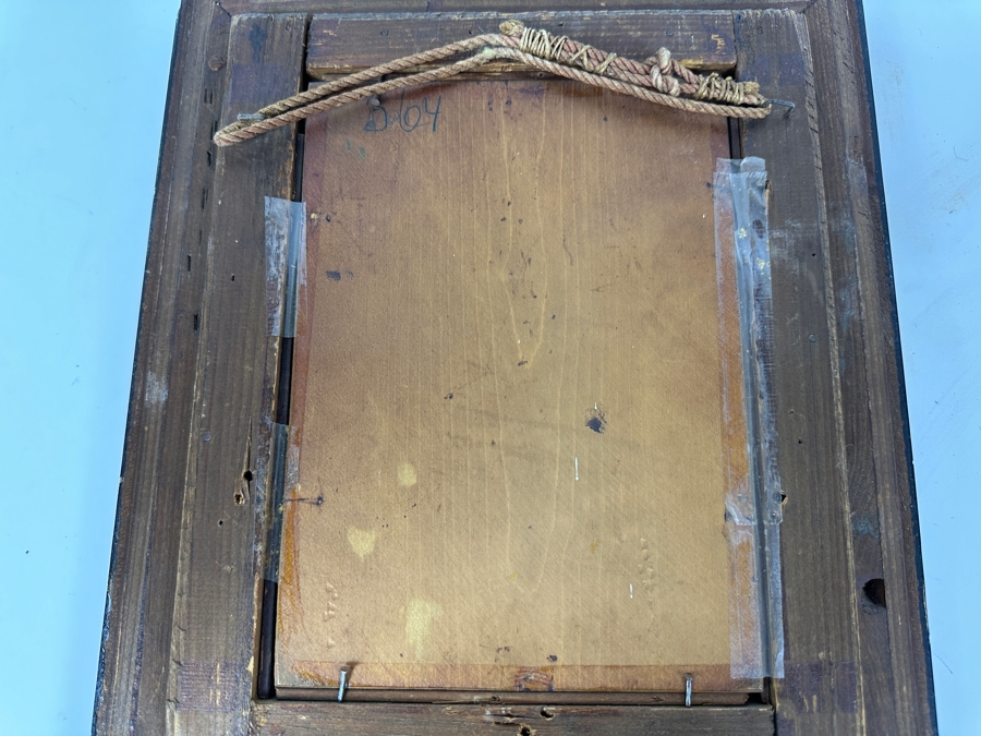 Antique Original Portrait Oil Painting On Board Signed Upper Right By Artist - Artist Unknown 6 X 8.5 Framed 11.5 X 13.5 [Photo 21]