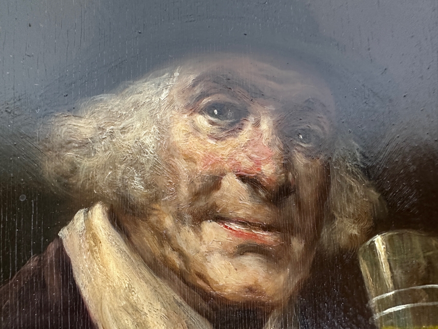 Antique Original Portrait Oil Painting On Board Signed Upper Right By Artist - Artist Unknown 6 X 8.5 Framed 11.5 X 13.5 [Photo 15]