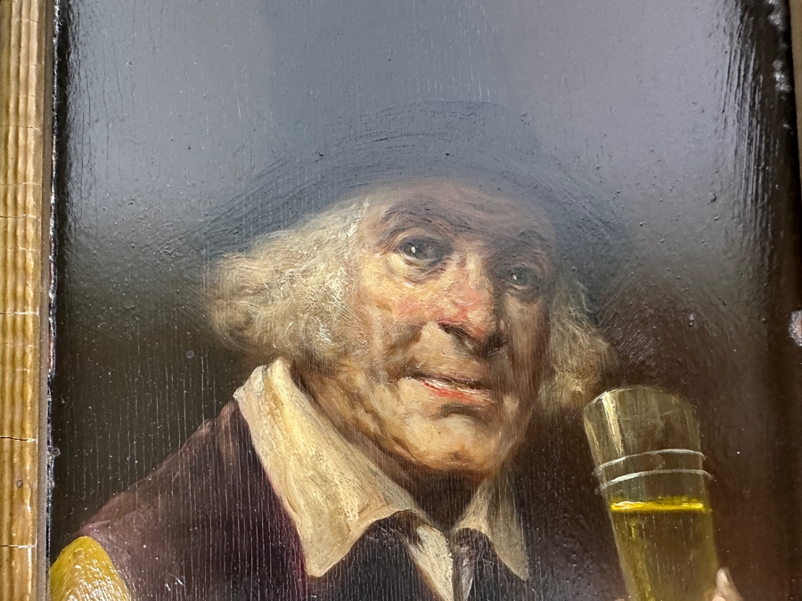 Antique Original Portrait Oil Painting On Board Signed Upper Right By Artist - Artist Unknown 6 X 8.5 Framed 11.5 X 13.5 [Photo 14]