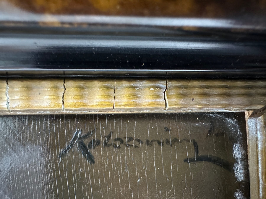 Antique Original Portrait Oil Painting On Board Signed Upper Right By Artist - Artist Unknown 6 X 8.5 Framed 11.5 X 13.5 [Photo 11]