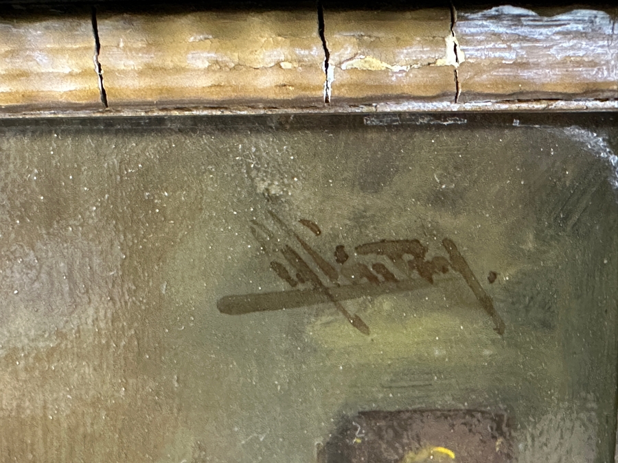 Antique Original Rabbi Reading Oil Painting On Board Signed Upper Right By Artist - Artist Unknown 8.5 X 6 Framed 13.5 X 11.5 [Photo 10]