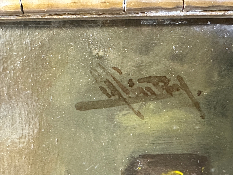 Antique Original Rabbi Reading Oil Painting On Board Signed Upper Right By Artist - Artist Unknown 8.5 X 6 Framed 13.5 X 11.5 [Photo 11]