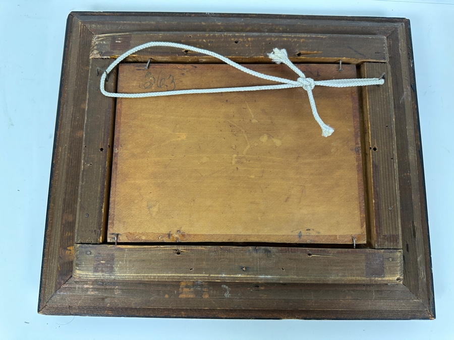 Antique Original Rabbi Reading Oil Painting On Board Signed Upper Right By Artist - Artist Unknown 8.5 X 6 Framed 13.5 X 11.5 [Photo 13]