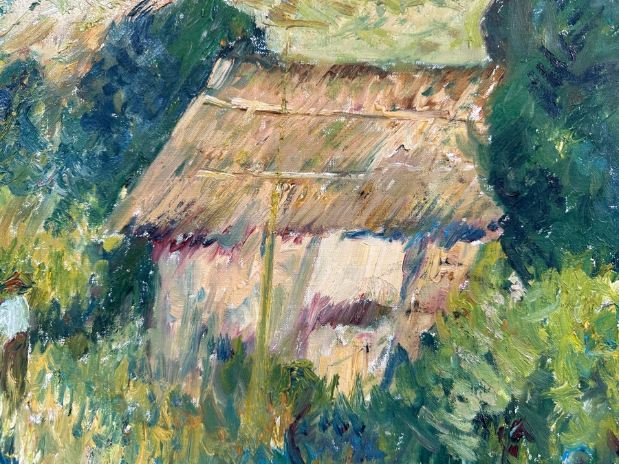 Original Impressionist Oil Painting On Canvas Signed Lower Right And Verso Artist Unknown 31.5 X 23.5 Framed 36.5 X 29 [Photo 8]