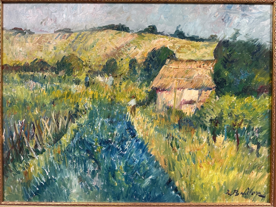 Original Impressionist Oil Painting On Canvas Signed Lower Right And Verso Artist Unknown 31.5 X 23.5 Framed 36.5 X 29 [Photo 4]