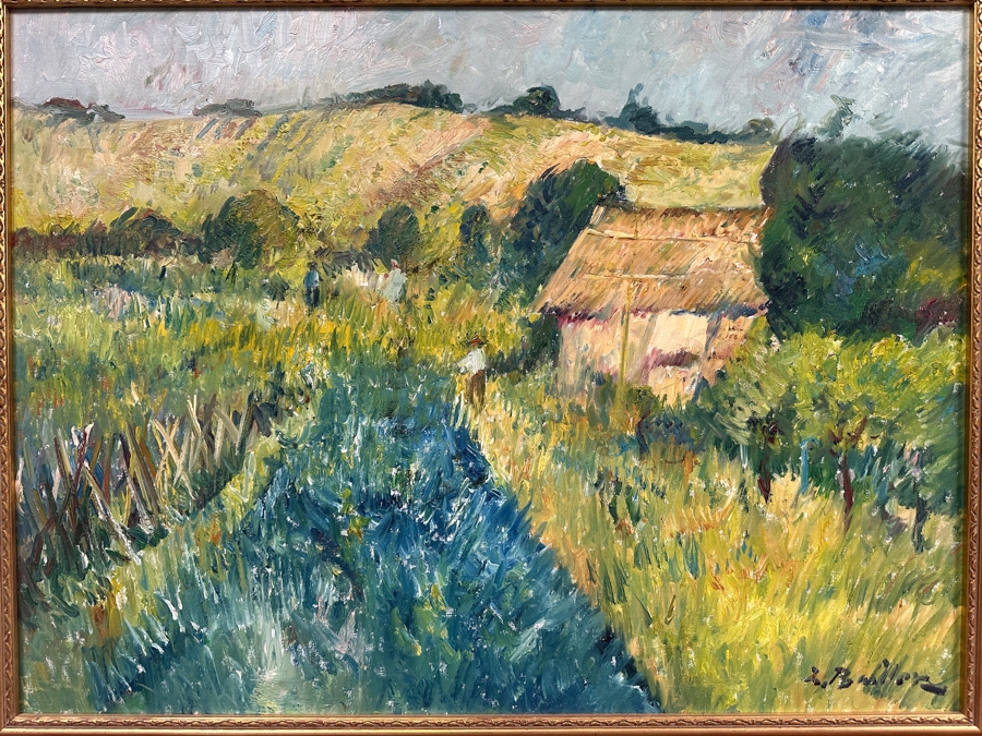 Original Impressionist Oil Painting On Canvas Signed Lower Right And Verso Artist Unknown 31.5 X 23.5 Framed 36.5 X 29 [Photo 3]