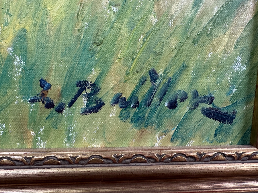 Original Impressionist Oil Painting On Canvas Signed Lower Right And Verso Artist Unknown 31.5 X 23.5 Framed 36.5 X 29 [Photo 10]