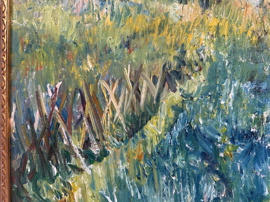 Original Impressionist Oil Painting On Canvas Signed Lower Right And Verso Artist Unknown 31.5 X 23.5 Framed 36.5 X 29 [Photo 5]