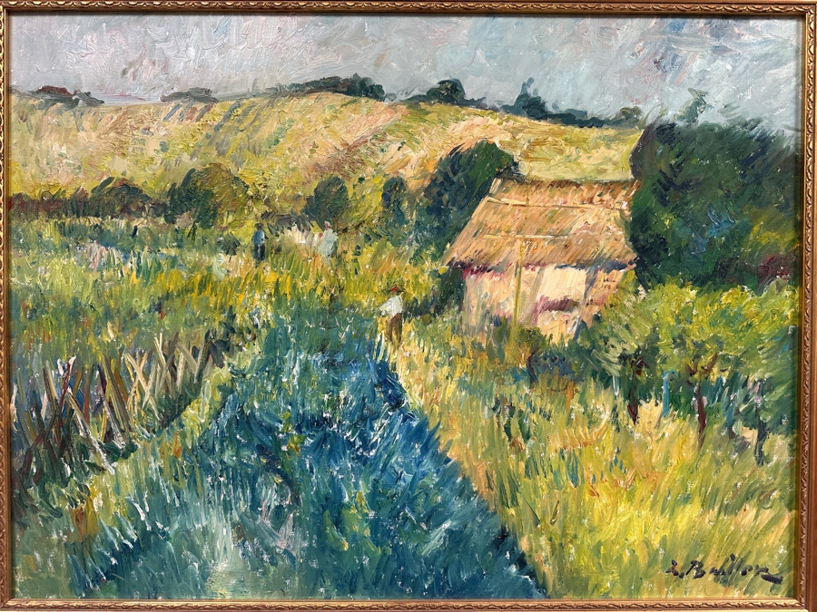 Original Impressionist Oil Painting On Canvas Signed Lower Right And Verso Artist Unknown 31.5 X 23.5 Framed 36.5 X 29 [Photo 2]