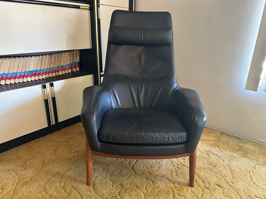 Vintage Mid-Century Modern Arnold Madsen Easy Chair With Matching Stool Ottoman Model MS 30 Danish Teak / Leather Made By Madsen & Schubell Estimate $10,000-$15,000 [Photo 20]