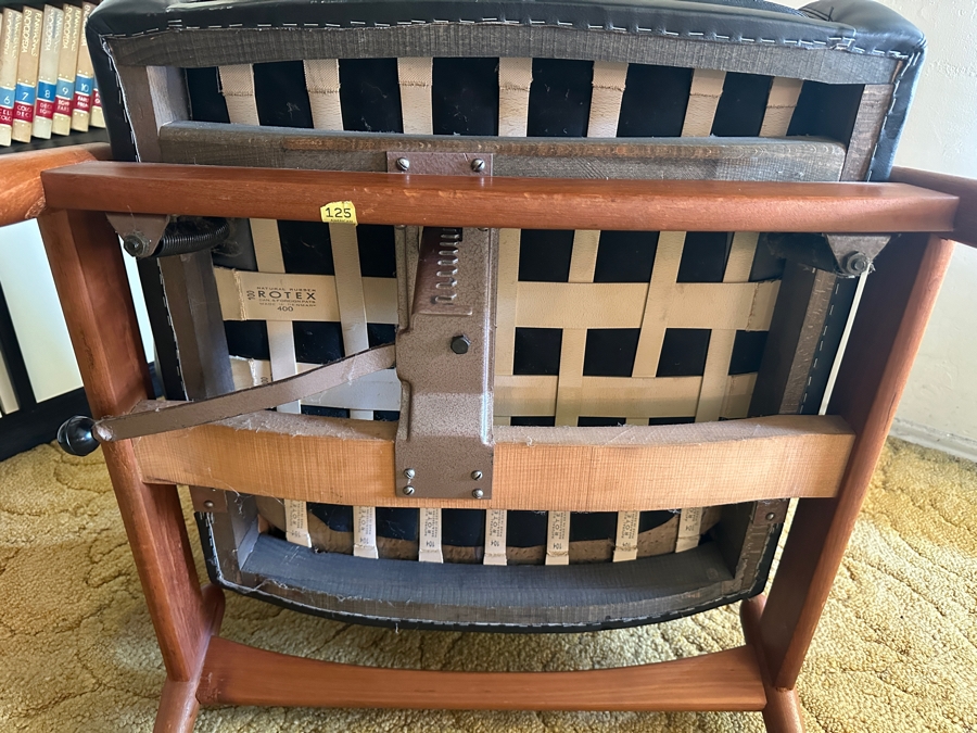 Vintage Mid-Century Modern Arnold Madsen Easy Chair With Matching Stool Ottoman Model MS 30 Danish Teak / Leather Made By Madsen & Schubell Estimate $10,000-$15,000 [Photo 15]