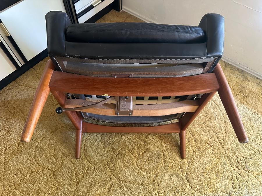 Vintage Mid-Century Modern Arnold Madsen Easy Chair With Matching Stool Ottoman Model MS 30 Danish Teak / Leather Made By Madsen & Schubell Estimate $10,000-$15,000 [Photo 16]