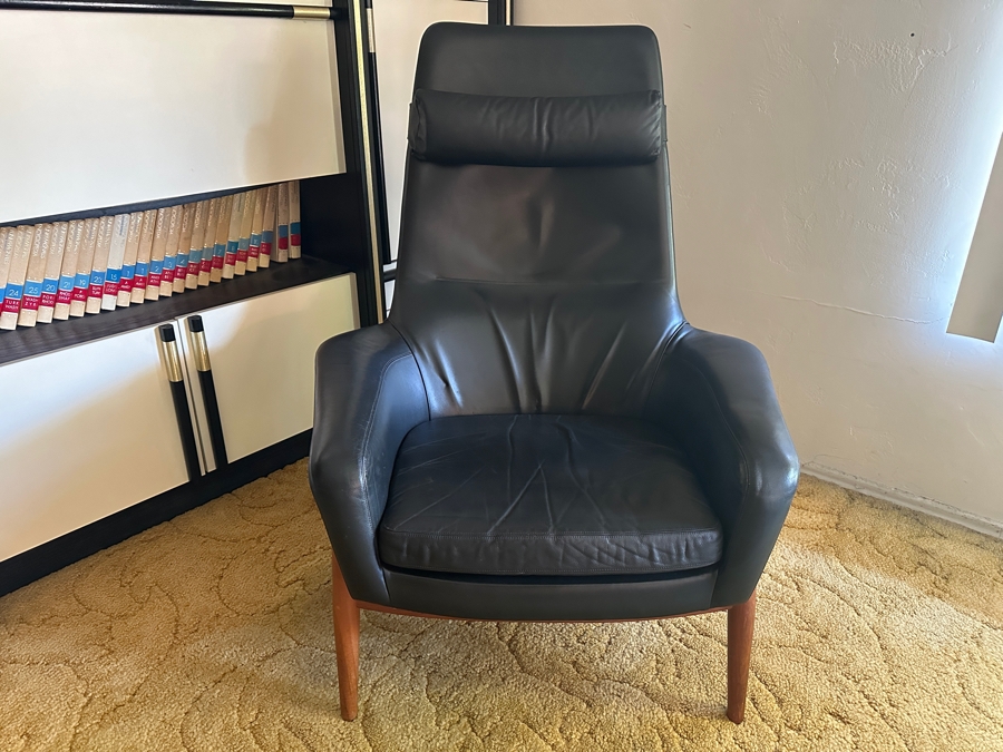 Vintage Mid-Century Modern Arnold Madsen Easy Chair With Matching Stool Ottoman Model MS 30 Danish Teak / Leather Made By Madsen & Schubell Estimate $10,000-$15,000 [Photo 19]
