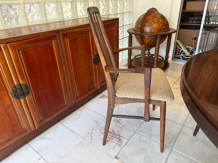 Stunning Rosewood Niels Koefoed Eva Dining Chairs (Two Eva Armchairs + Six Eva Chairs) With Matching Rosewood Dining Table With Two Leaves (One Shown In Initial Picture) - See Details For Dimensions - Estimate $7,000-$10,000 [Photo 14]