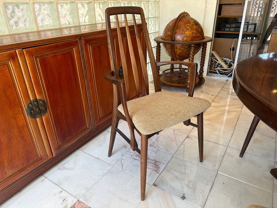 Stunning Rosewood Niels Koefoed Eva Dining Chairs (Two Eva Armchairs + Six Eva Chairs) With Matching Rosewood Dining Table With Two Leaves (One Shown In Initial Picture) - See Details For Dimensions - Estimate $7,000-$10,000 [Photo 15]