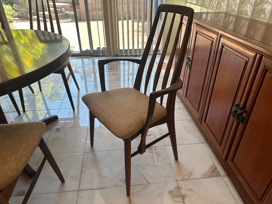 Stunning Rosewood Niels Koefoed Eva Dining Chairs (Two Eva Armchairs + Six Eva Chairs) With Matching Rosewood Dining Table With Two Leaves (One Shown In Initial Picture) - See Details For Dimensions - Estimate $7,000-$10,000 [Photo 13]
