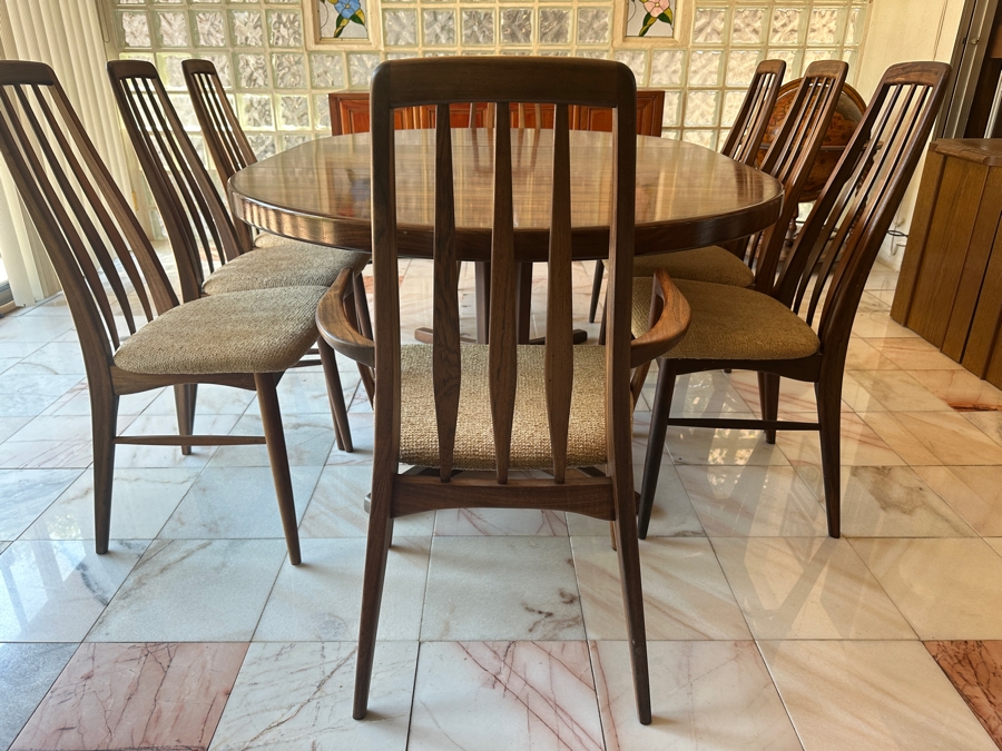 Stunning Rosewood Niels Koefoed Eva Dining Chairs (Two Eva Armchairs + Six Eva Chairs) With Matching Rosewood Dining Table With Two Leaves (One Shown In Initial Picture) - See Details For Dimensions - Estimate $7,000-$10,000 [Photo 3]