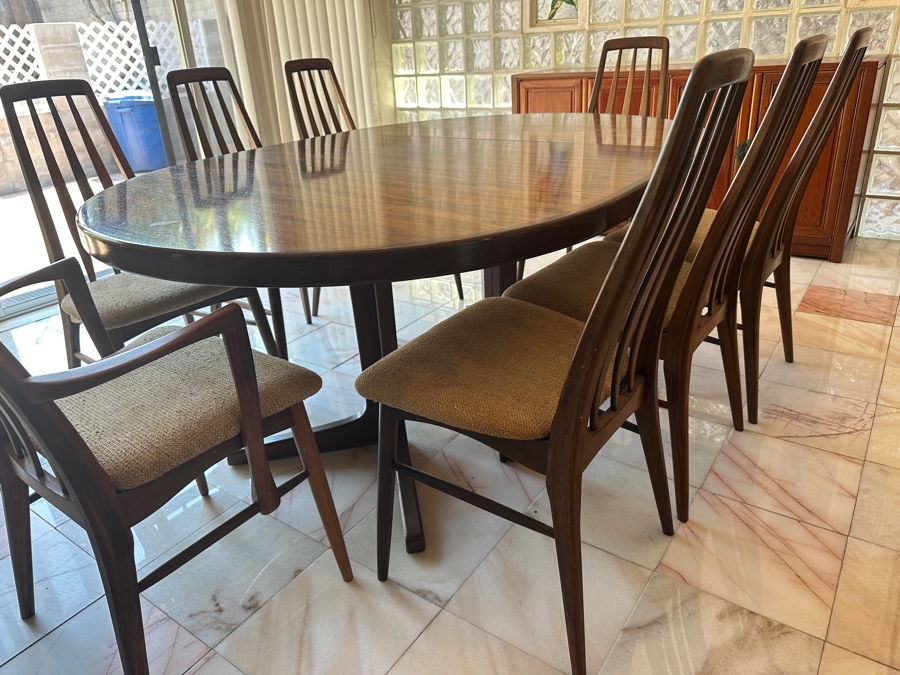 Stunning Rosewood Niels Koefoed Eva Dining Chairs (Two Eva Armchairs + Six Eva Chairs) With Matching Rosewood Dining Table With Two Leaves (One Shown In Initial Picture) - See Details For Dimensions - Estimate $7,000-$10,000 [Photo 9]