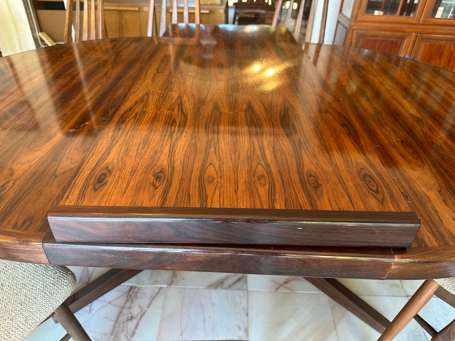 Stunning Rosewood Niels Koefoed Eva Dining Chairs (Two Eva Armchairs + Six Eva Chairs) With Matching Rosewood Dining Table With Two Leaves (One Shown In Initial Picture) - See Details For Dimensions - Estimate $7,000-$10,000 [Photo 42]