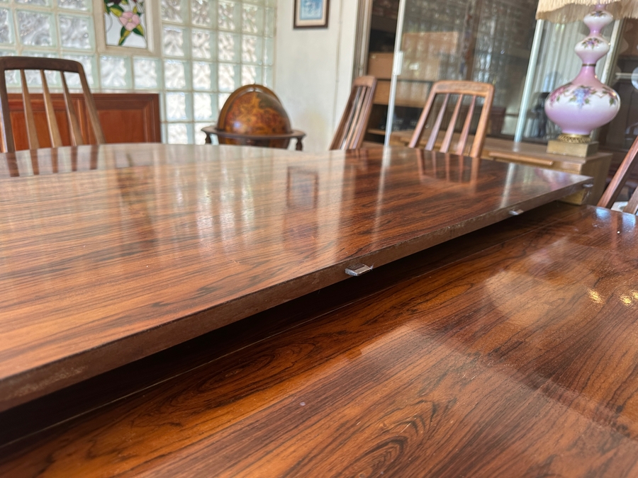 Stunning Rosewood Niels Koefoed Eva Dining Chairs (Two Eva Armchairs + Six Eva Chairs) With Matching Rosewood Dining Table With Two Leaves (One Shown In Initial Picture) - See Details For Dimensions - Estimate $7,000-$10,000 [Photo 40]