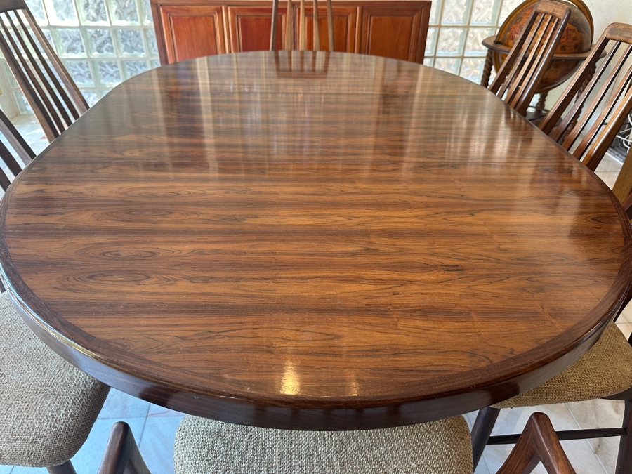 Stunning Rosewood Niels Koefoed Eva Dining Chairs (Two Eva Armchairs + Six Eva Chairs) With Matching Rosewood Dining Table With Two Leaves (One Shown In Initial Picture) - See Details For Dimensions - Estimate $7,000-$10,000 [Photo 6]