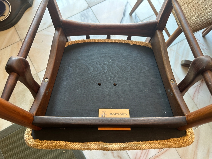 Stunning Rosewood Niels Koefoed Eva Dining Chairs (Two Eva Armchairs + Six Eva Chairs) With Matching Rosewood Dining Table With Two Leaves (One Shown In Initial Picture) - See Details For Dimensions - Estimate $7,000-$10,000 [Photo 21]