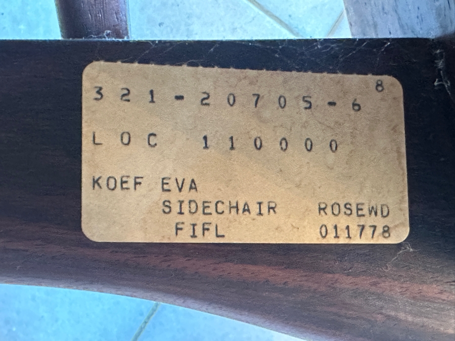 Stunning Rosewood Niels Koefoed Eva Dining Chairs (Two Eva Armchairs + Six Eva Chairs) With Matching Rosewood Dining Table With Two Leaves (One Shown In Initial Picture) - See Details For Dimensions - Estimate $7,000-$10,000 [Photo 29]