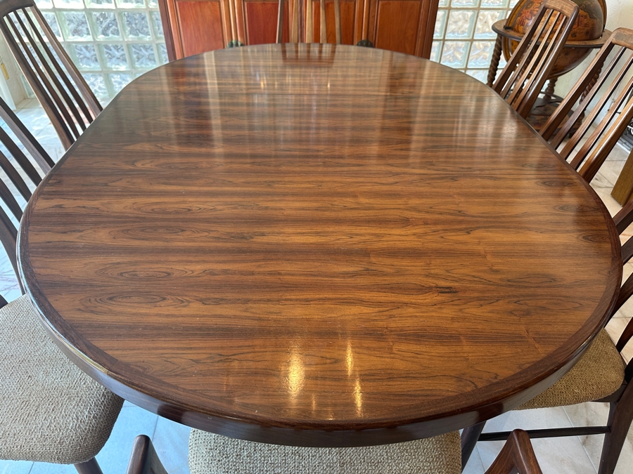 Stunning Rosewood Niels Koefoed Eva Dining Chairs (Two Eva Armchairs + Six Eva Chairs) With Matching Rosewood Dining Table With Two Leaves (One Shown In Initial Picture) - See Details For Dimensions - Estimate $7,000-$10,000 [Photo 7]