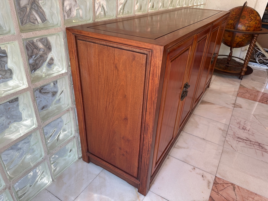 Heavy Vintage Chinese Rosewood Cabinet Sideboard Credenza 64W X 18D X 32H [Photo 4]