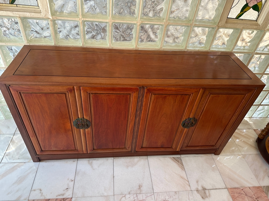 Heavy Vintage Chinese Rosewood Cabinet Sideboard Credenza 64W X 18D X 32H [Photo 3]