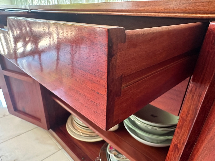 Heavy Vintage Chinese Rosewood Cabinet Sideboard Credenza 64W X 18D X 32H [Photo 10]