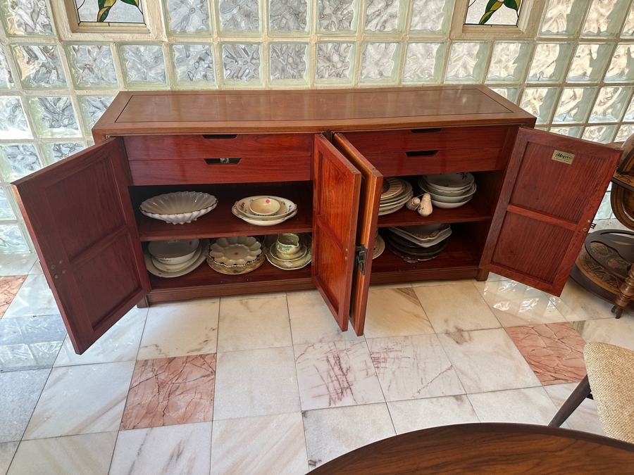 Heavy Vintage Chinese Rosewood Cabinet Sideboard Credenza 64W X 18D X 32H [Photo 7]